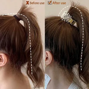Golden crown hair clip with pearls for ponytail lift before and after comparison
