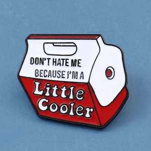 Enamel milk carton pin badge with Don't Hate Me Because I'm A Little Cooler text