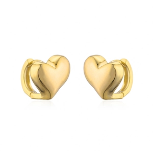 Minimalist 14K gold plated heart hoop earrings for women with a sleek polished finish