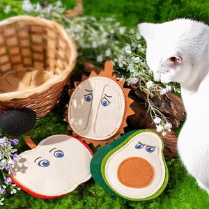 Fruit Shaped Cat Toy Felt Avocado Apple Durian With Bell And Gall Fruit Interactive Teeth Grinding Biting Cartoon Fun