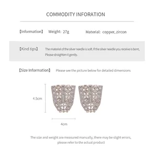 Spécifications de taille et détails du matériau pour boucles d'oreilles en strass