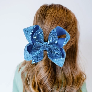 Sparkly Sequin Bow Hair Clip Large Butterfly Hairpin For Kids Girls Glitter Handmade Grosgrain Ribbon Headwear Accessory