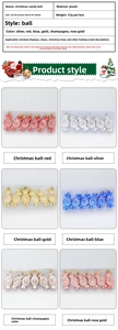 Detail view of colorful plastic Christmas candy tree ornaments with metallic finish sets