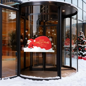 Christmas Santa Claus window sticker decoration for glass doors in festive winter scenes