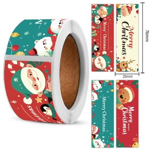 Weihnachtsaufkleber-Rolle mit Weihnachtsmann, Rentier und Lebkuchenmann Motiven