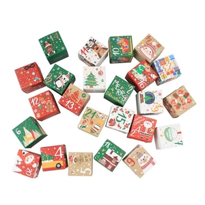 24-piece Christmas advent calendar gift boxes with reindeer and snowman patterns