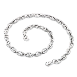 Collana a catena a ancora in acciaio inossidabile argento lucido con maglie a naso di maiale