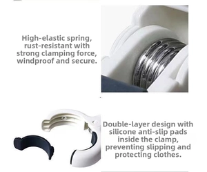Detail of windproof laundry clip with high-elastic spring and non-slip silicone pad