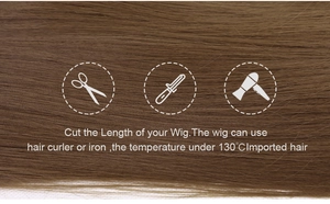 Detail showing imported synthetic hair texture compatible with heat tools up to 130°C