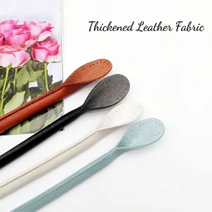 Thick DIY leather handbag straps with reinforced stitching in four assorted colors