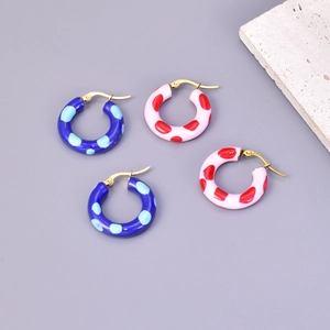 Chic 18k gold plated hoop earrings with colorful polka dot enamel drip glaze finish
