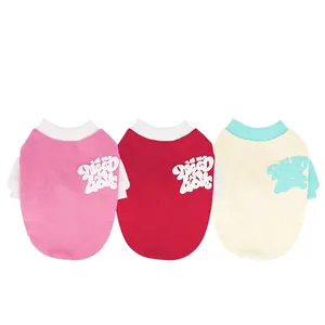 Lot de 3 chemises en peluche pour chiens Schnauzer en rose, rouge et beige avec fleurs