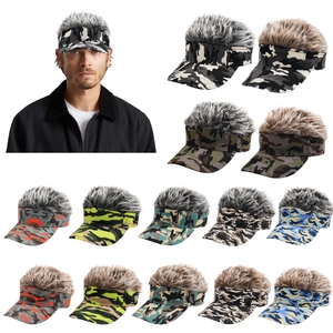 Wig Baseball Cap Camouflage Novelty Funny Hat With Synthetic Hair For Men Women Hip Hop Style Outdoor Visor