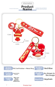 Detailed size specifications for red lobster and crab PVC keychains with golden hooks