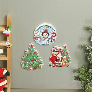 Christmas snowman Santa Claus and tree resin fridge magnets set for festive home decor