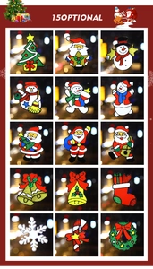 Vue macro de 15 autocollants de fenêtre de Noël festifs avec paillettes et motifs variés