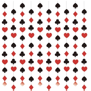 Guirlande Suspendue de Décoration de Fête à Thème Poker Papier Casino Cœur Pique Carreau Trèfle Bannière d'Anniversaire