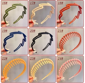 Detailed grid view of assorted matte Morandi hairbands in geometric and wavy designs