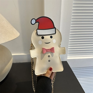Gingerbread man crossbody bag with golden chain strap for Christmas gifts