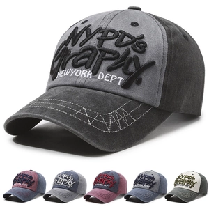 Vintage Washed Cotton Baseball Cap Letter Embroidery Adjustable Distressed Sun Hat Streetwear Unisex