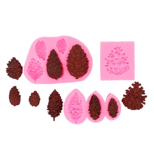 Detail of pine cone silicone molds showing multiple sizes for fondant and cake decorating