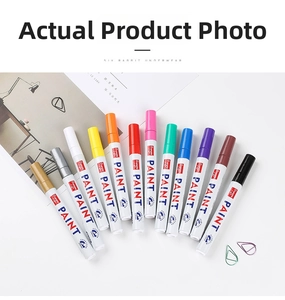 Flat lay of 11 colorful 2.8mm paint markers for art graffiti and DIY crafts projects