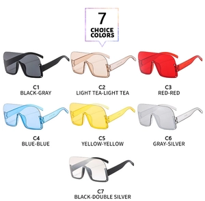 Grid display of half-frame oversized sunglasses in seven stylish colors from C1 to C7