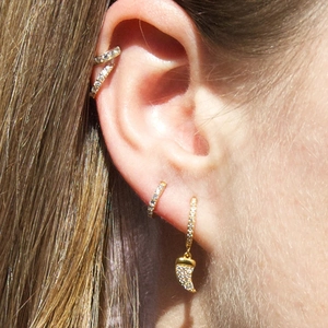 Minimalist S925 silver needle gold hoop earrings with sparkling zircon for women