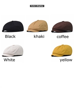 Classic newsboy caps collection in black, khaki, coffee, white and yellow colors