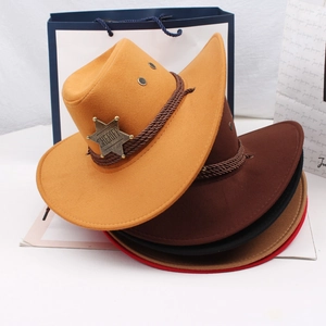Klassischer Sheriff-Cowboyhut mit Sternabzeichen und geflochtenem Band in vielen Farben