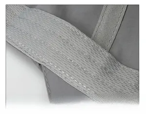Detail of wide sweatband with reinforced stitching on grey breathable baseball cap