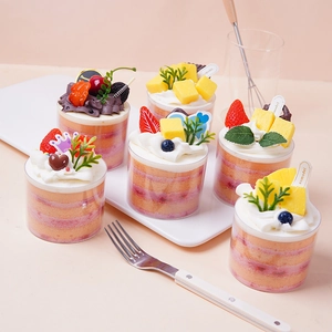 Realistic mousse cake dessert props with faux fruits for weddings and home decoration