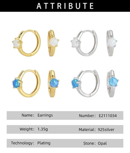 Detailed grid view of S925 sterling silver opal earrings in gold and silver finishes