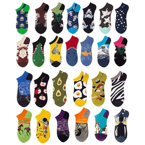 Set of low cut ankle socks with artistic oil painting and funny creative patterns