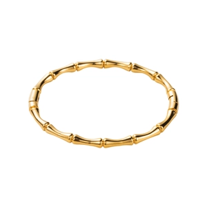 Minimalist golden bamboo style stainless steel bangle with a polished finish for women