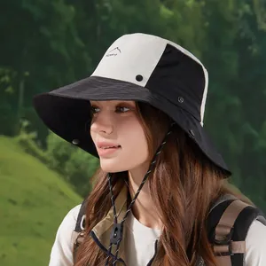 Outdoor breathable sun hat with wide brim, quick-dry fabric, and mesh for hiking