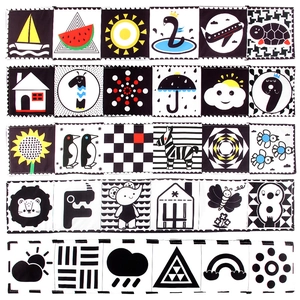High Contrast Black And White Baby Cloth Book Soft Sensory Visual Stimulation Crib Bumper Toy Newborn Early Education Animal