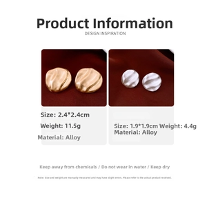 Detailed comparison of gold and silver textured alloy earrings with size and weight specs