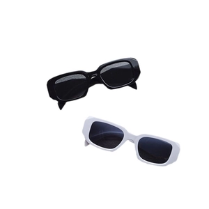 Vintage rectangle kids sunglasses in black and white frames with UV protection
