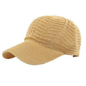 Atmungsaktive khakifarbene Strick-Baseballkappe für Damen, Sommer-Sonnenschutz-Strohhut
