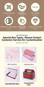 Detail of custom mailer, lid-base, and gable boxes in pink, brown and festive patterns