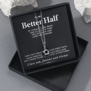 Silver football pendant necklace in black gift box with emotional message card for men