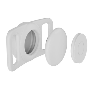 Exploded view of the waterproof silicone Airtag protective case with mounting components