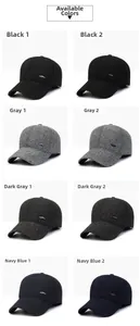 Grid view showing four colors of men's winter baseball caps with metal side accents
