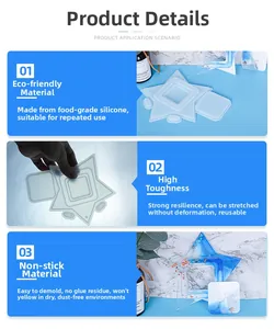 Detailed view of flexible food-grade silicone star and square molds for DIY resin casting