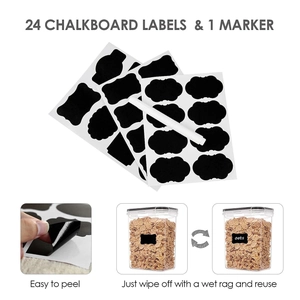 24-piece reusable blackboard label set with white marker for pantry food storage jars