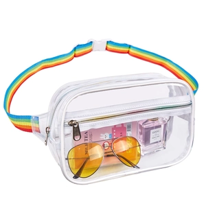 Clear Fanny Pack PVC Waterproof Adjustable Strap Outdoor Sports Travel Festival Waist Bag Unisex