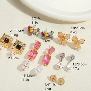 Various Baroque freshwater pearl and zircon earrings with floral and crystal designs