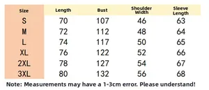 Detailed size chart for men's slim fit long sleeve plaid shirt from size S to 3XL