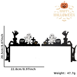 Dettaglio decoro angolare Halloween con mummia, zucca e pietra tombale RIP